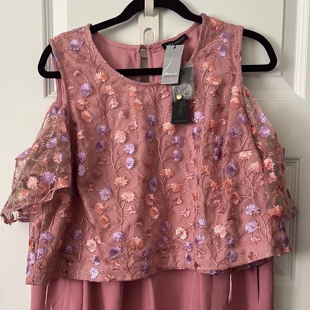 Lane Bryant Pink Embellished Skirt and Top Set
